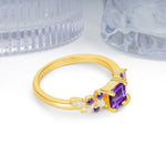 Whimsical Princess Cut Amethyst Nature‑Inspired Leaf Engagement Ring - Additional view