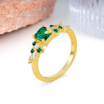 Whimsical Princess Cut Emerald Nature‑Inspired Leaf Engagement Ring - Additional view