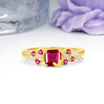 Whimsical Princess Cut Ruby Nature‑Inspired Leaf Engagement Ring - Additional view