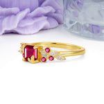 Whimsical Princess Cut Ruby Nature‑Inspired Leaf Engagement Ring - Additional view
