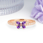 Dazzling Marquise Cut Amethyst Butterfly Single Stackable Wedding Ring - Additional view
