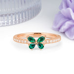 Dazzling Marquise Cut Emerald Butterfly Single Stackable Wedding Ring - Additional view