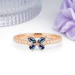 Dazzling Marquise Cut Alexandrite Butterfly Single Stackable Wedding Ring - Additional view