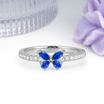 Dazzling Marquise Cut Sapphire Butterfly Single Stackable Wedding Ring - Additional view