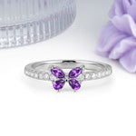 Dazzling Marquise Cut Amethyst Butterfly Single Stackable Wedding Ring - Additional view