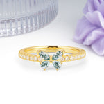 Dazzling Marquise Cut Moss Agate Butterfly Single Stackable Wedding Ring - Additional view
