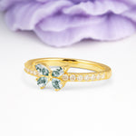 Dazzling Marquise Cut Moss Agate Butterfly Single Stackable Wedding Ring - Additional view