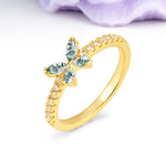 Dazzling Marquise Cut Moss Agate Butterfly Single Stackable Wedding Ring - Additional view