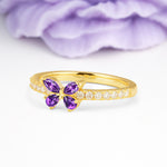 Dazzling Marquise Cut Amethyst Butterfly Single Stackable Wedding Ring - Additional view