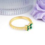 Dazzling Marquise Cut Emerald Butterfly Single Stackable Wedding Ring - Additional view