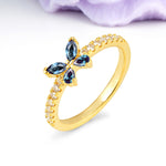 Dazzling Marquise Cut Alexandrite Butterfly Single Stackable Wedding Ring - Additional view