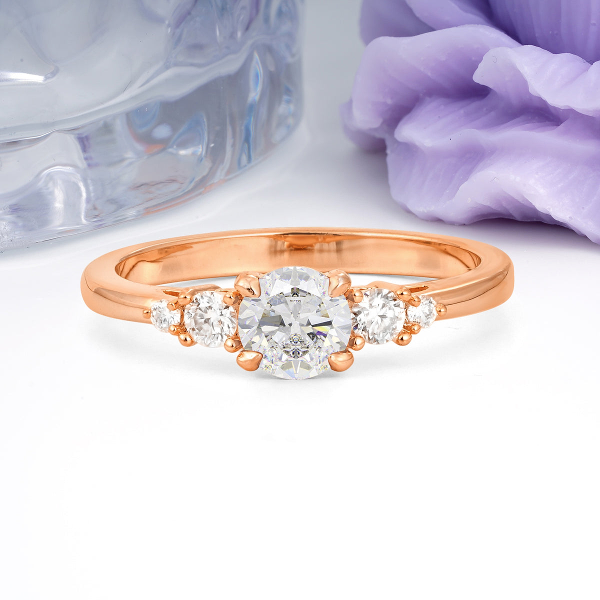 Simply Luxurious 4-Prong Round Cut Moissanite Engagement Ring - Additional view