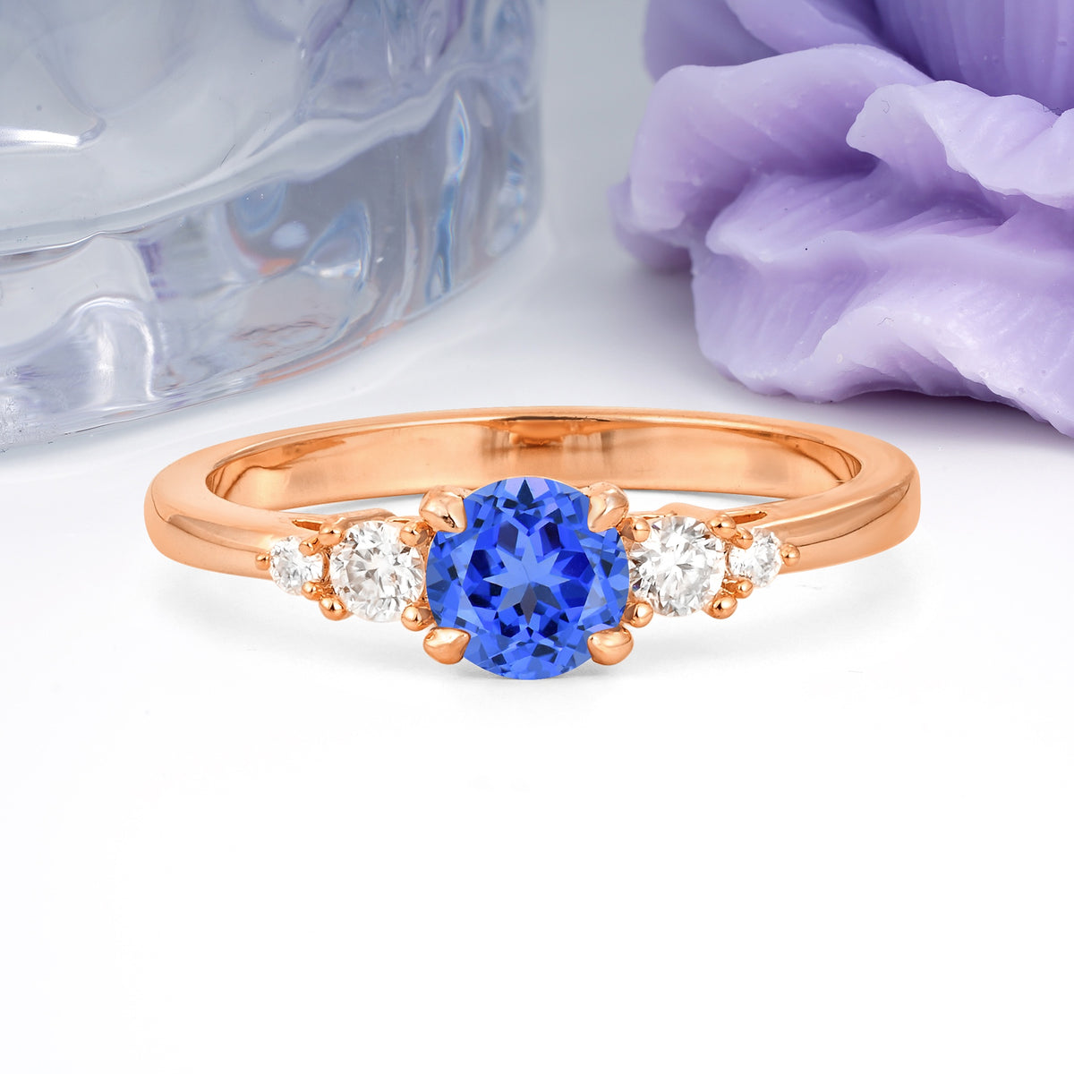 Simply Luxurious 4-Prong Round Cut Sapphire Engagement Ring - Additional view