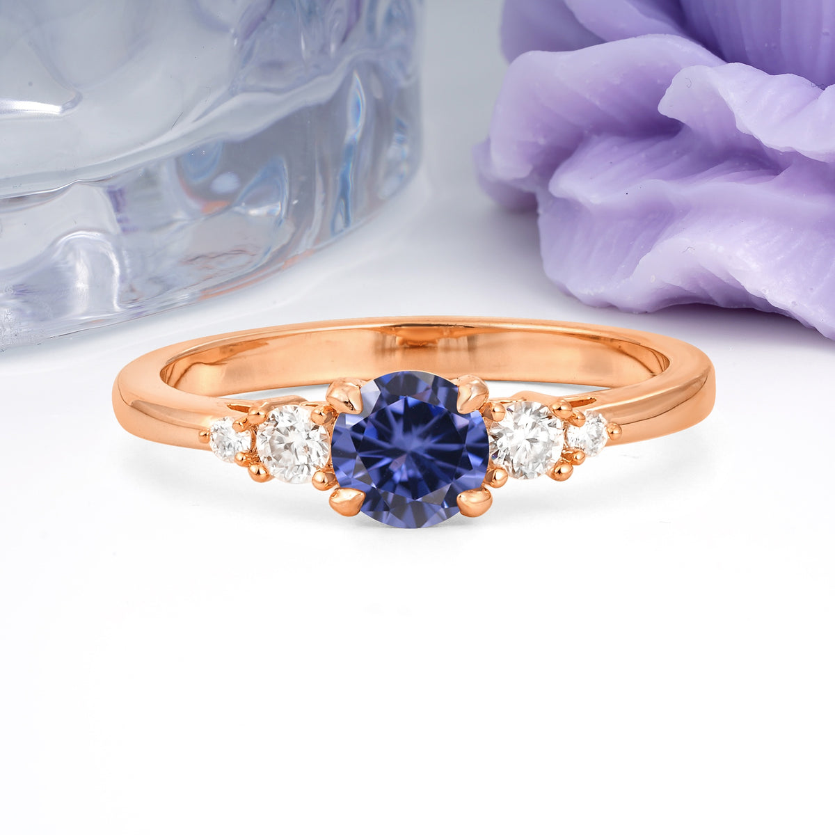 Simply Luxurious 4-Prong Round Cut Tanzanite Engagement Ring - Additional view