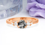 Simply Luxurious 4-Prong Round Cut Black Rutilated Quartz Engagement Ring - Additional view