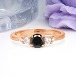 Simply Luxurious 4-Prong Round Cut Black Onyx Engagement Ring - Additional view