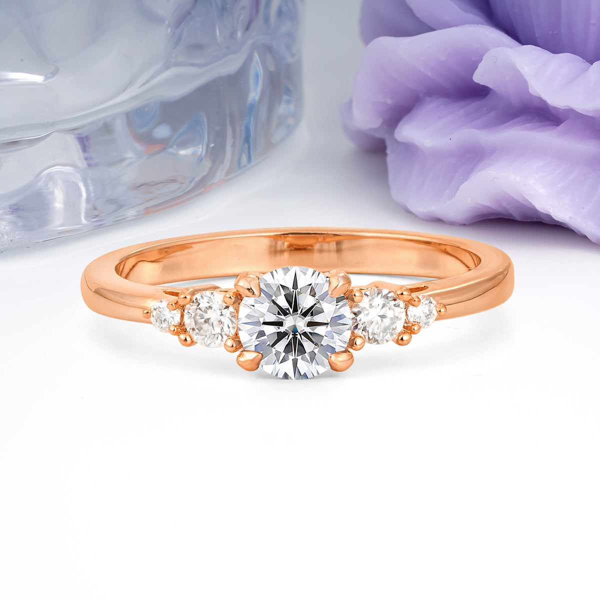 Simply Luxurious 4-Prong Round Cut Lab Diamond Engagement Ring - Additional view