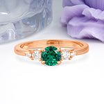 Simply Luxurious 4-Prong Round Cut Emerald Engagement Ring - Additional view