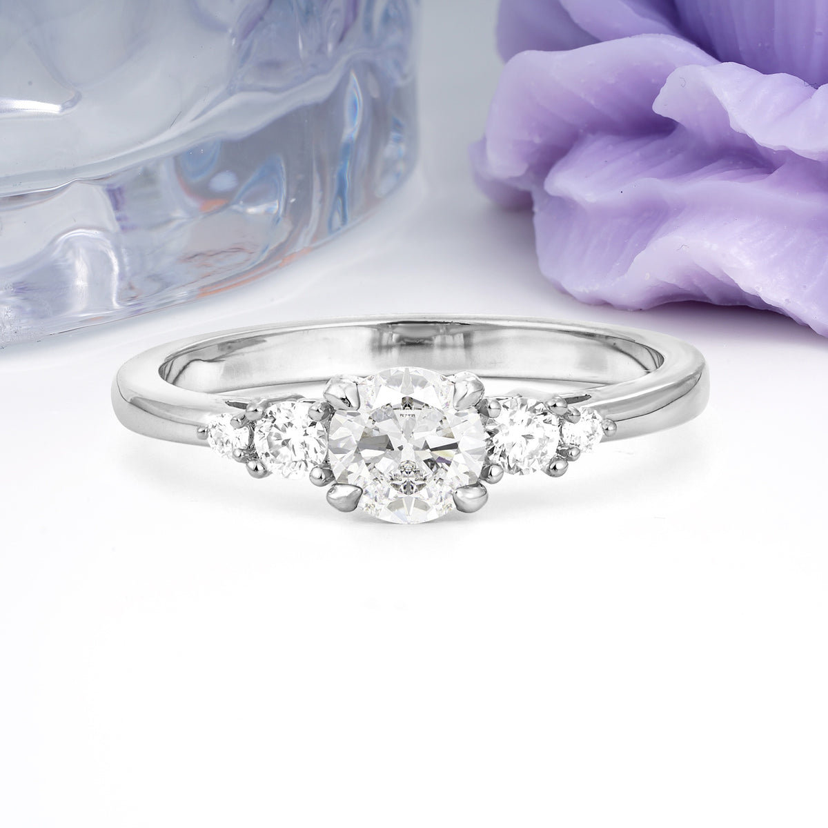 Simply Luxurious 4-Prong Round Cut Moissanite Engagement Ring - Additional view