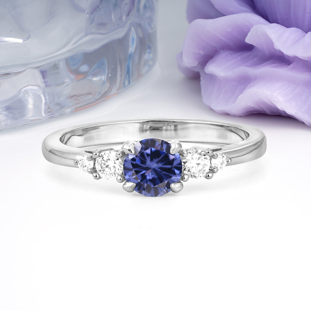 Simply Luxurious 4-Prong Round Cut Tanzanite Engagement Ring - Additional view