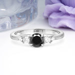 Simply Luxurious 4-Prong Round Cut Black Onyx Engagement Ring - Additional view