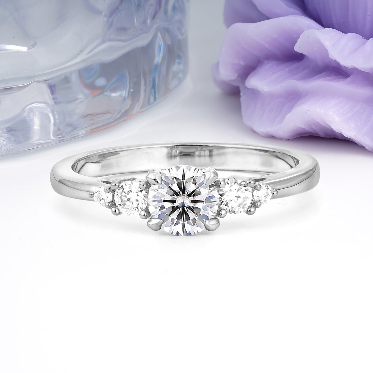 Simply Luxurious 4-Prong Round Cut Lab Diamond Engagement Ring - Additional view