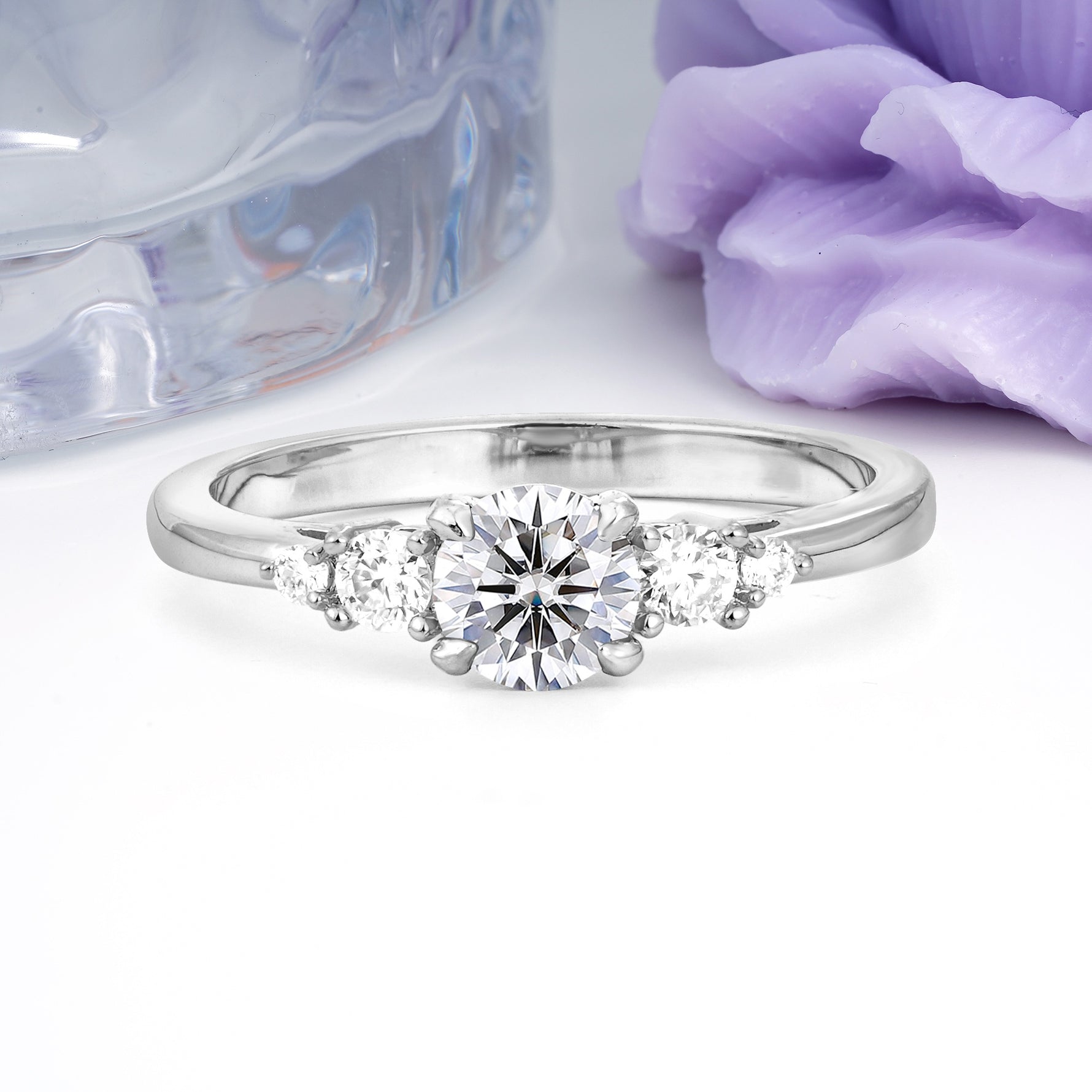 Simply Luxurious 4-Prong Round Cut Lab Diamond Engagement Ring - Additional view