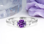 Simply Luxurious 4-Prong Round Cut Amethyst Engagement Ring - Additional view