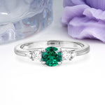 Simply Luxurious 4-Prong Round Cut Emerald Engagement Ring - Additional view