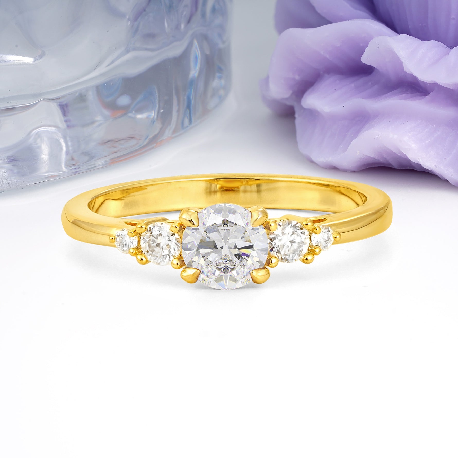 Simply Luxurious 4-Prong Round Cut Moissanite Engagement Ring - Additional view