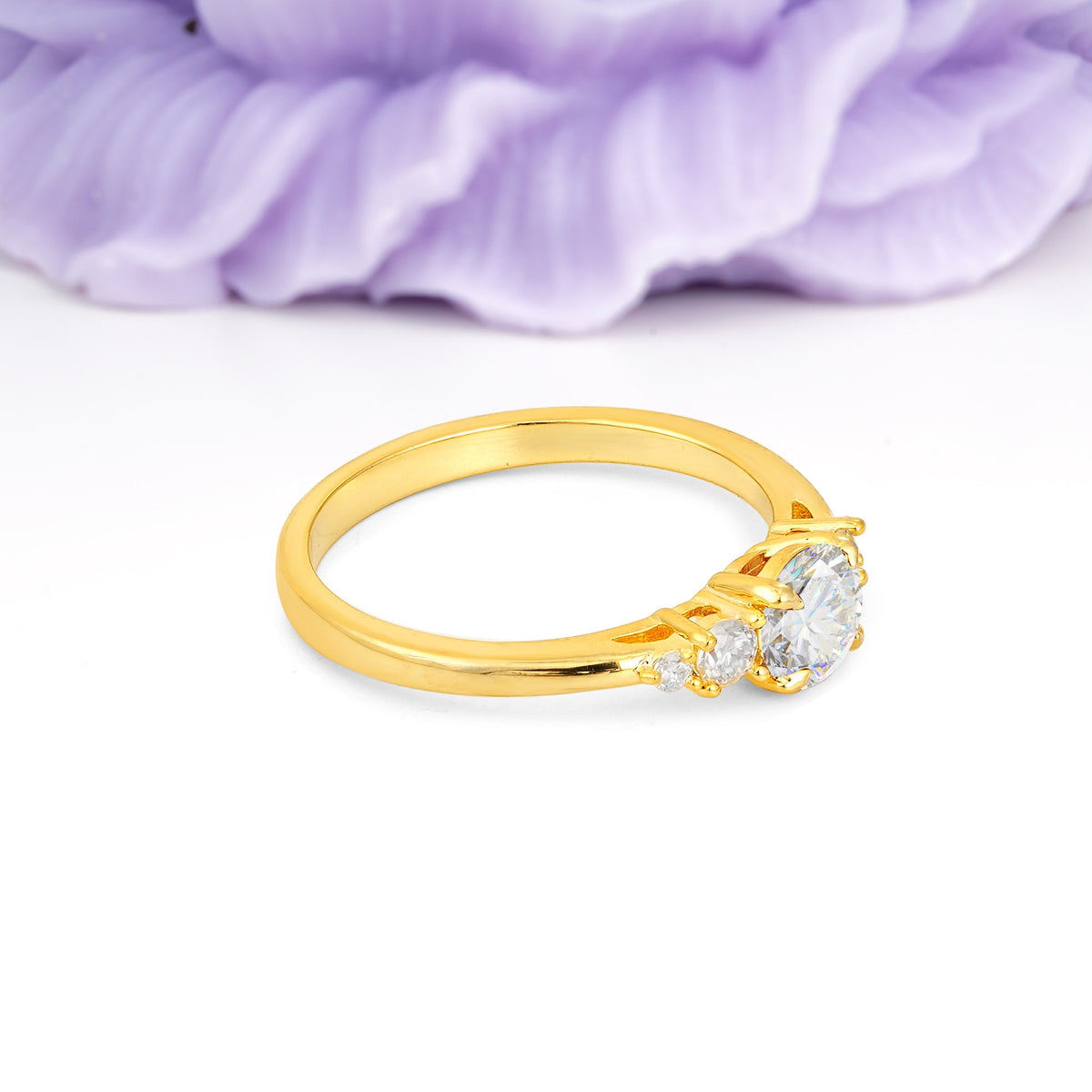 Simply Luxurious 4-Prong Round Cut Moissanite Engagement Ring - Additional view