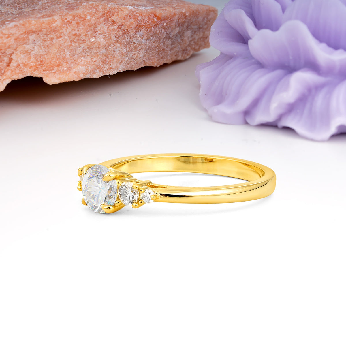 Simply Luxurious 4-Prong Round Cut Moissanite Engagement Ring - Additional view