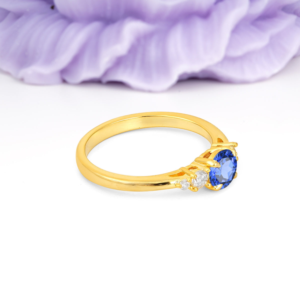 Simply Luxurious 4-Prong Round Cut Sapphire Engagement Ring - Additional view