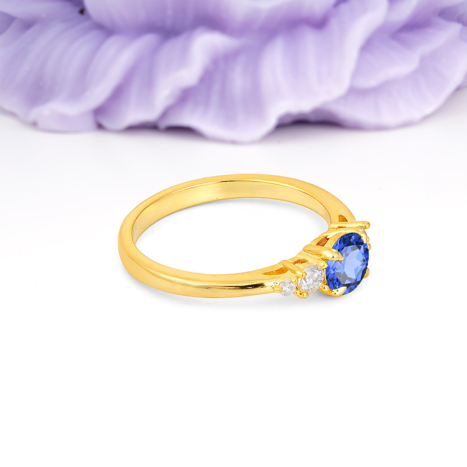 Simply Luxurious 4-Prong Round Cut Sapphire Engagement Ring - Additional view