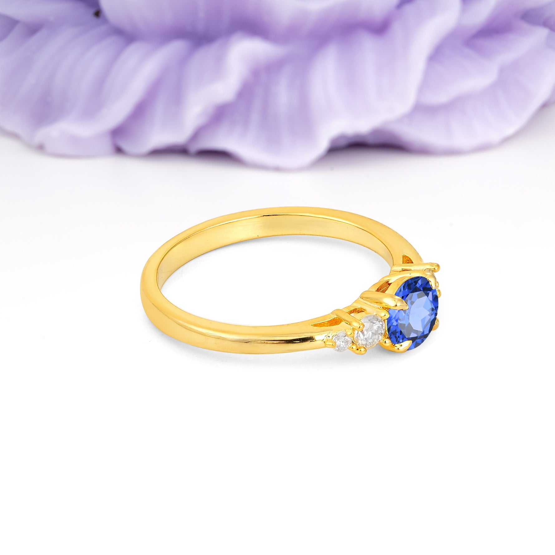 Simply Luxurious 4-Prong Round Cut Sapphire Engagement Ring - Additional view