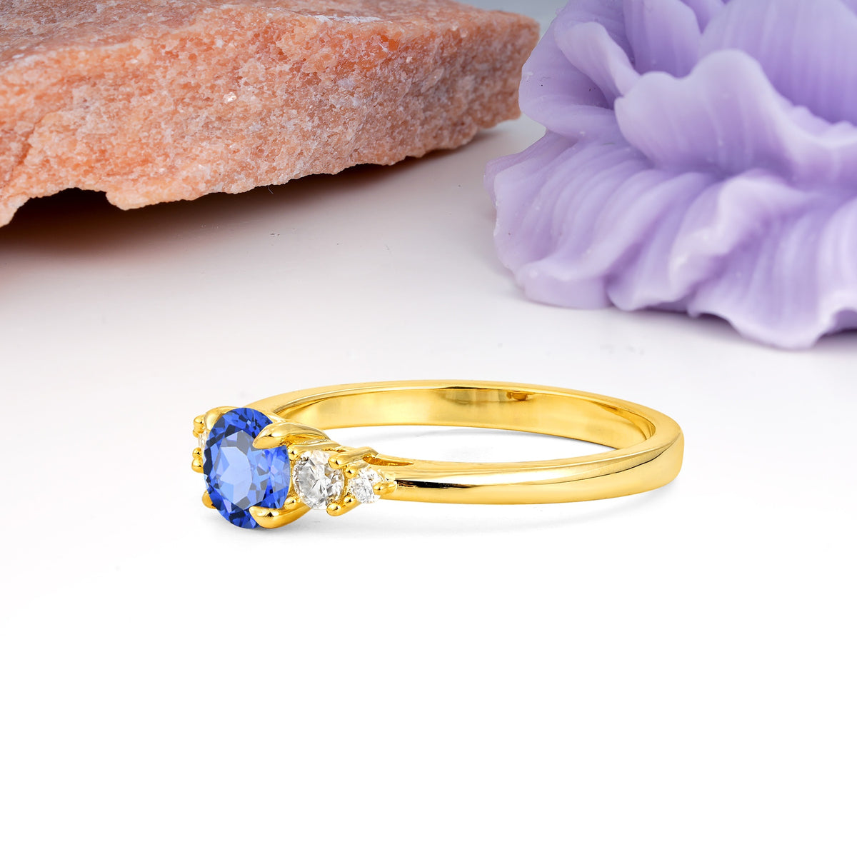Simply Luxurious 4-Prong Round Cut Sapphire Engagement Ring - Additional view