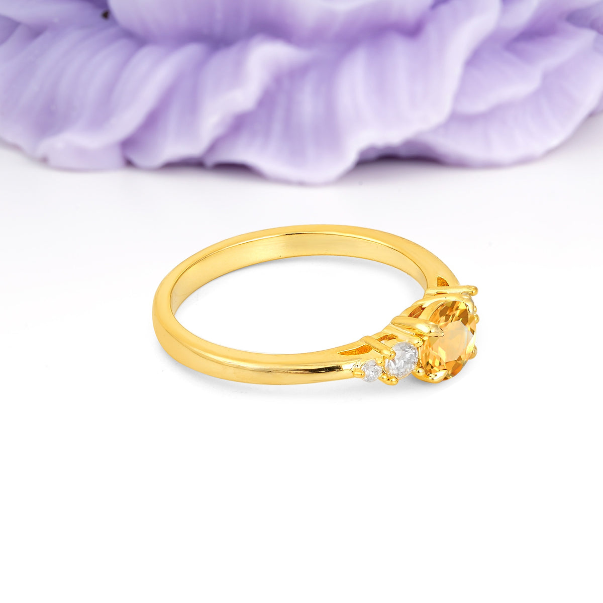 Simply Luxurious 4-Prong Round Cut Citrine Engagement Ring - Additional view