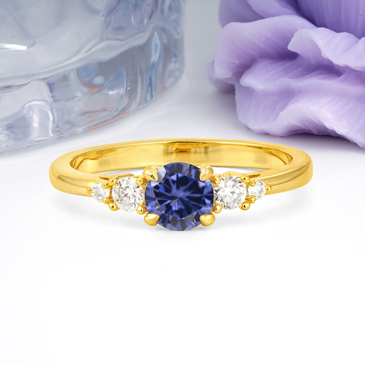 Simply Luxurious 4-Prong Round Cut Tanzanite Engagement Ring - Additional view