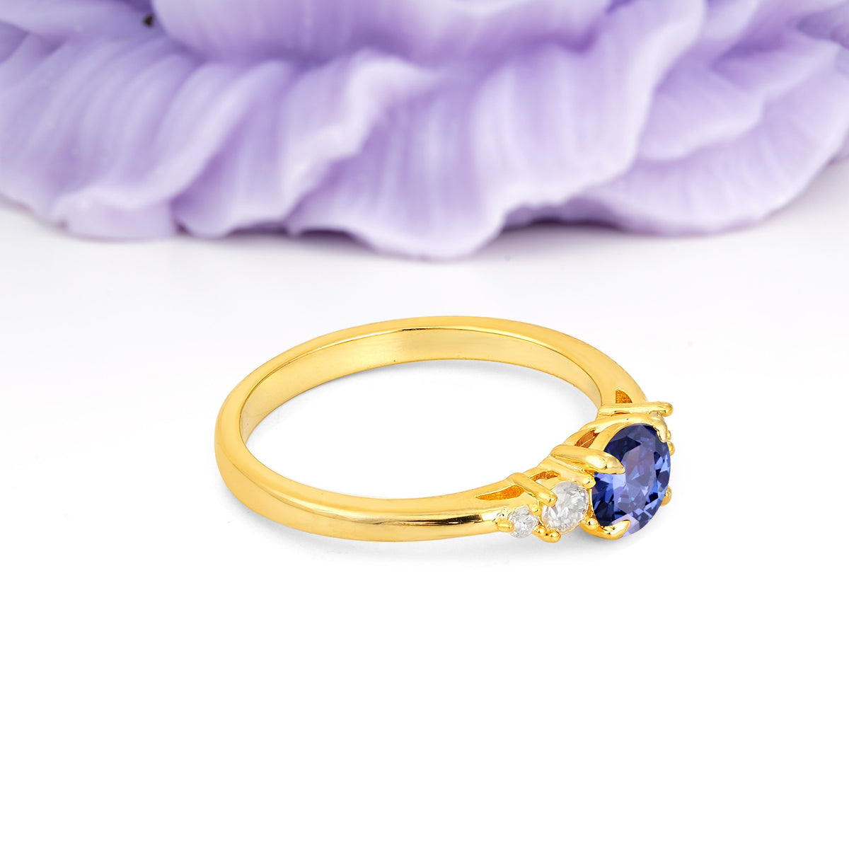 Simply Luxurious 4-Prong Round Cut Tanzanite Engagement Ring - Additional view