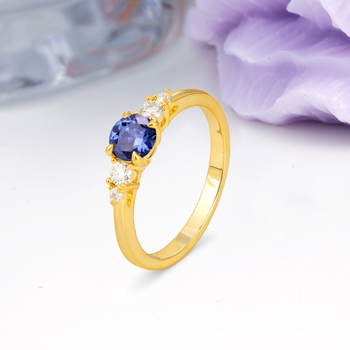 Simply Luxurious 4-Prong Round Cut Tanzanite Engagement Ring - Additional view