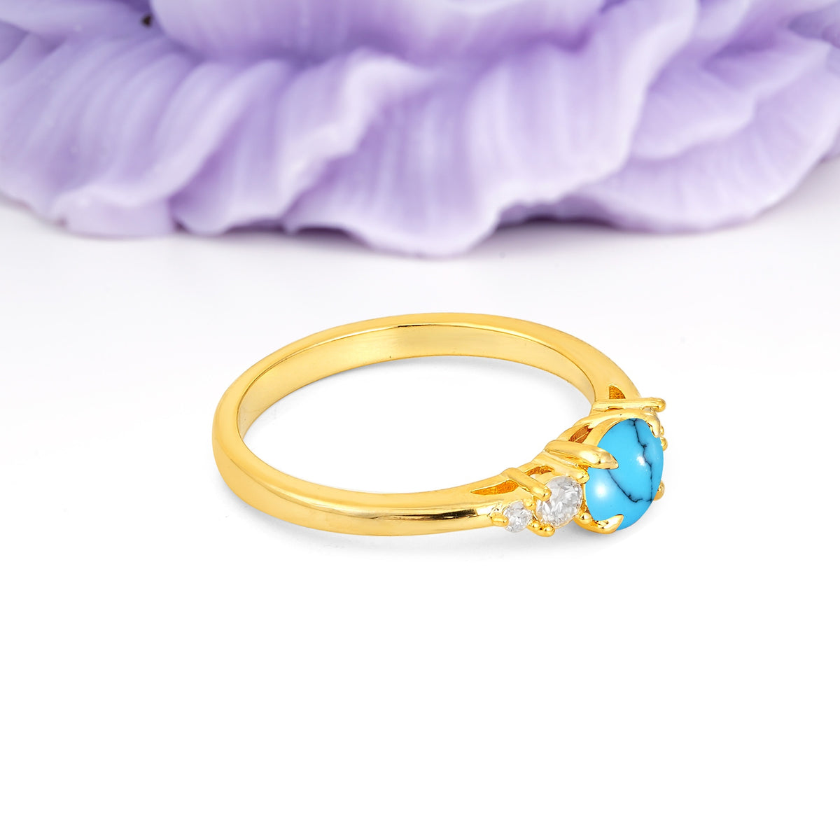 Simply Luxurious 4-Prong Round Cut Turquoise Engagement Ring - Additional view