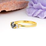 Simply Luxurious 4-Prong Round Cut Black Rutilated Quartz Engagement Ring - Additional view