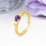 Simply Luxurious 4-Prong Round Cut Amethyst Engagement Ring - Additional view