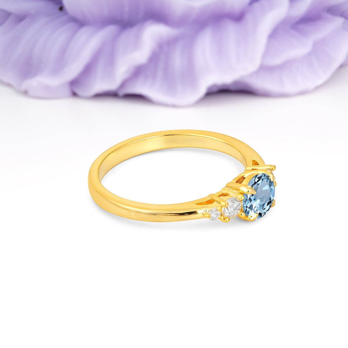 Simply Luxurious 4-Prong Round Cut Aquamarine Engagement Ring - Additional view