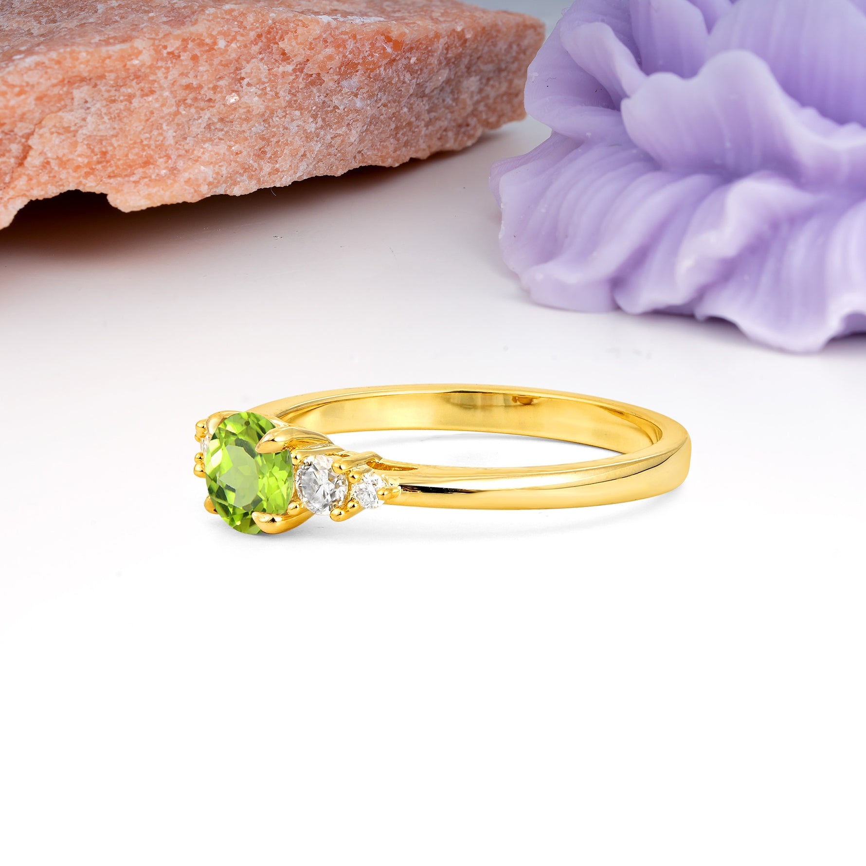 Simply Luxurious 4-Prong Round Cut Peridot Engagement Ring - Additional view