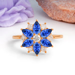 Classic Flower-Shaped 6-Prong Round Cut Sapphire Engagement Ring - Additional view