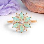 Classic Flower-Shaped 6-Prong Round Cut Fire Opal Engagement Ring - Additional view