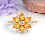 Classic Flower-Shaped 6-Prong Round Cut Citrine Engagement Ring - Additional view