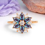 Classic Flower-Shaped 6-Prong Round Cut Alexandrite Engagement Ring - Additional view