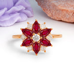 Classic Flower-Shaped 6-Prong Round Cut Ruby Engagement Ring - Additional view